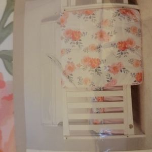 La Premura 2pc watercolor floral comforter bed skirt pastel pink crib size New …